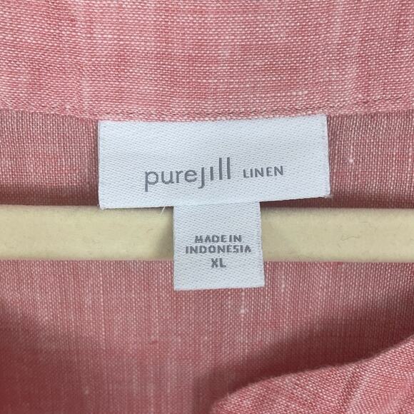J.Jill Pure Jill Linen Popover Tunic Top Size XL Classic Coastal Resort Vacation - Picture 10 of 13